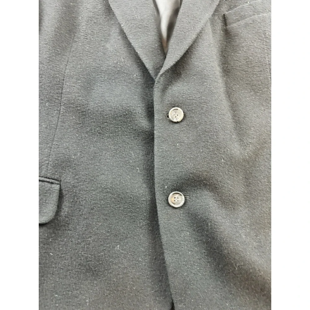 Bill Blass Mens 48 Black 100% Camel Hair Lined Blazer Coat 2 Button‎ Black
